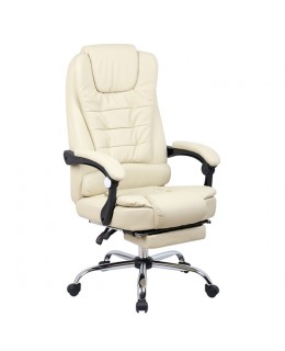 Καρέκλα Γραφείου A4550 Κρέμ Pu με Ανάκλιση και Υποπόδιο